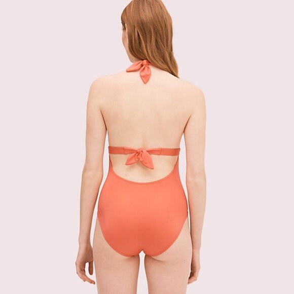 NWT Kate Spade lychee heart buckle halter one piece swimsuit - Picture 2 of 6